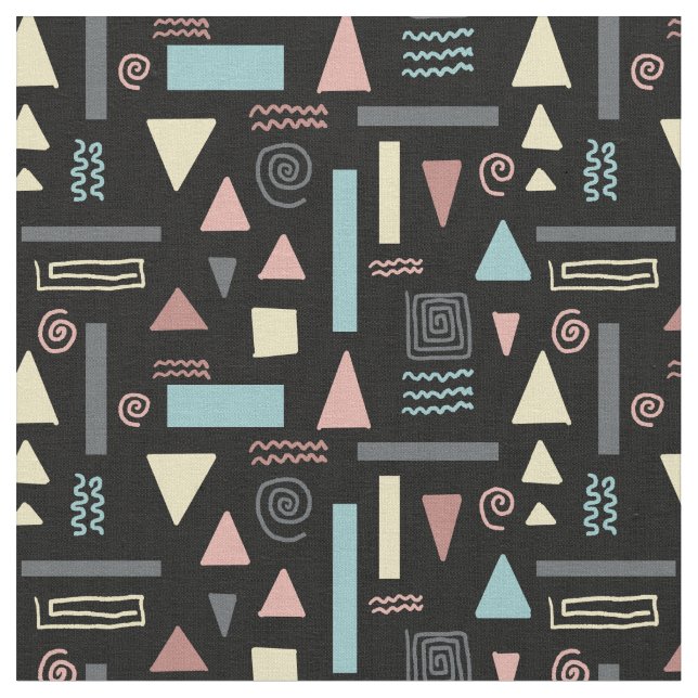Geometrical shapes black pattern fabric (Close Up)