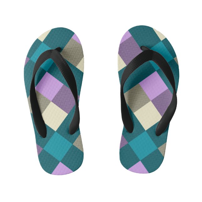 Geometrical Square Abstraction 20 Kid's Jandals (Footbed)