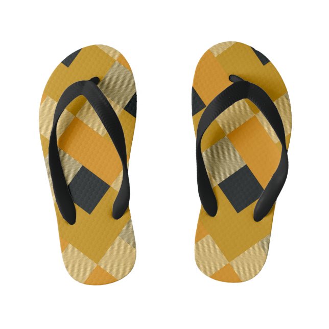 Geometrical Square Abstraction 9 Kid's Jandals (Footbed)