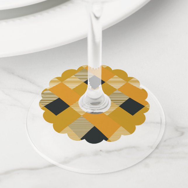 Geometrical Square Abstraction 9 Wine Glass Tag (Close Up)