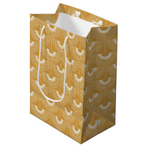 Geometrical swan flying bird pattern brown medium gift bag