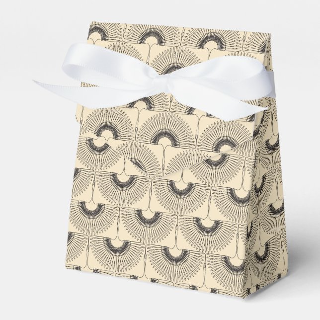 Geometrical swan flying bird pattern cream favour box (Front Side)
