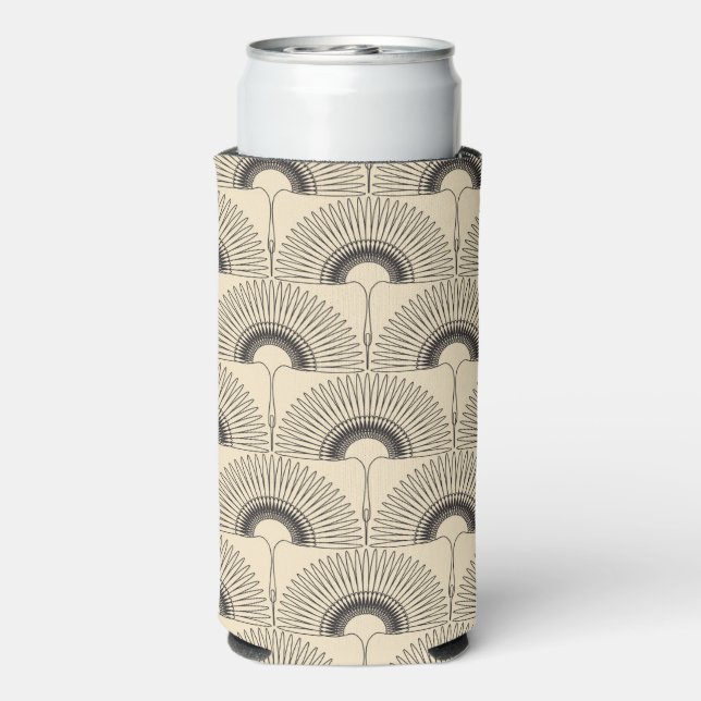 Geometrical swan flying bird pattern cream seltzer can cooler (Seltzer Back)