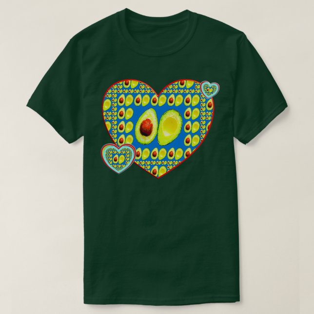 Geometrical sweet hearts shape patterns of avocado T-Shirt (Design Front)