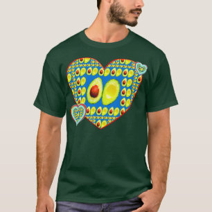 Geometrical sweet hearts shape patterns of avocado T-Shirt
