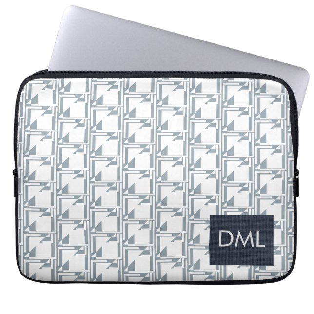 Geometrical Texture Warm Blue Tones Pattern   Laptop Sleeve (Front)
