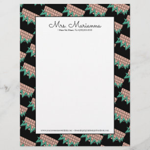 Geometrical Watermelon Summer Shapes Green Pattern Custom Letterhead