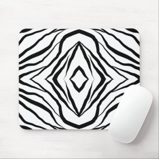 Geometrical White over black Zebra stripes Mouse Pad