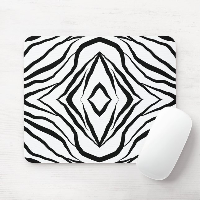 Geometrical White over black Zebra stripes Mouse Pad (With Mouse)