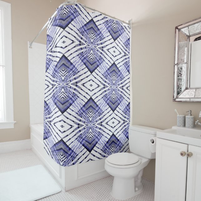 Geometrically Blue....... Shower Curtain (In Situ)