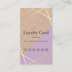GeometricGold KraftPrint Lavender Loyalty Vertical Business Card