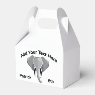  Geometrics Elephant Head Age Name Text Favour Box
