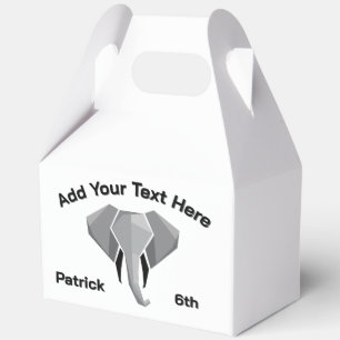  Geometrics Elephant Head Age Name Text Favour Box