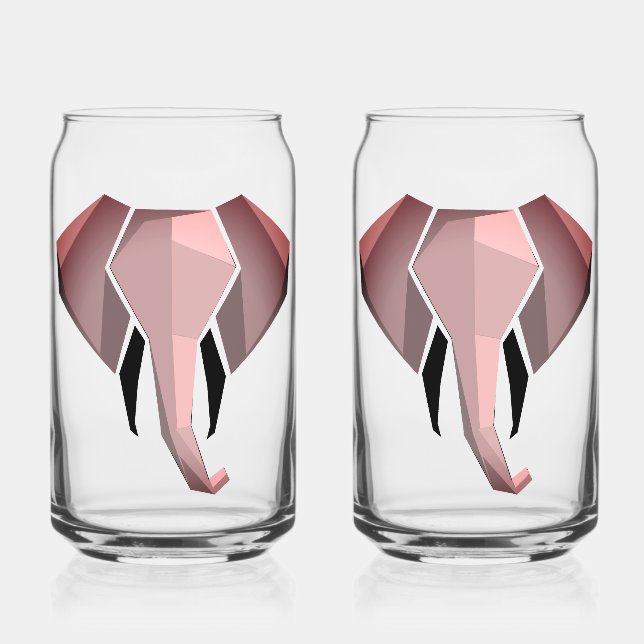 Geometrics Elephant Head  Can Glass (Front)