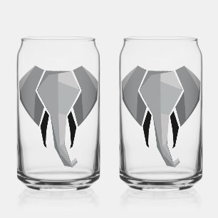 Geometrics Elephant Head  Can Glass