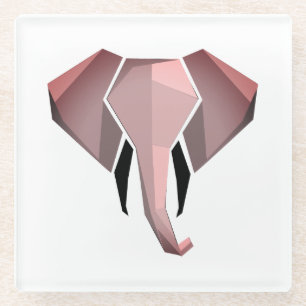Geometrics Elephant Head  Glass Coaster