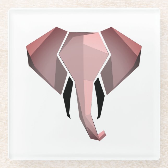 Geometrics Elephant Head  Glass Coaster (Front)