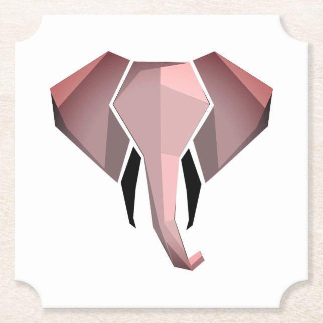 Geometrics Elephant Head  Paper Coaster (Front)