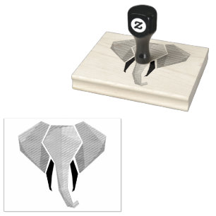 Geometrics Elephant Head Rubber Stamp