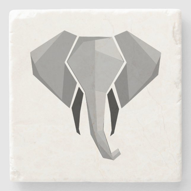 Geometrics Elephant Head  Stone Coaster (Front)