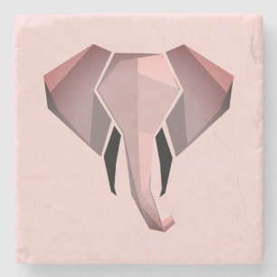 Geometrics Elephant Head  Stone Coaster