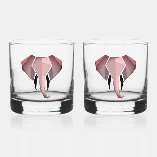 Geometrics Elephant Head  Whiskey Glass (Front)