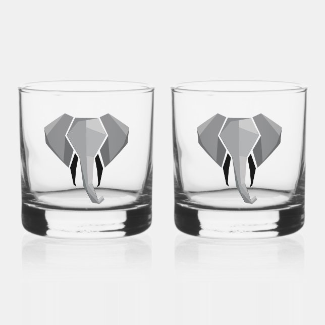 Geometrics Elephant Head  Whiskey Glass (Front)