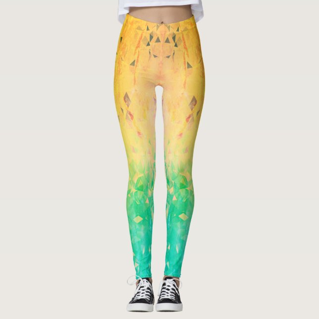 Geometrics - lemon lime leggings (Front)