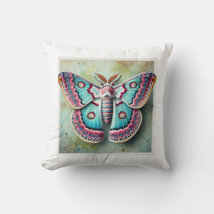 Geometrid Moth in Watercolor and Ink 030924IREF221 Cushion