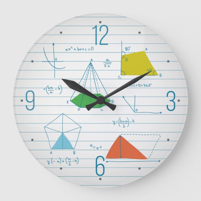Geometry And Maths Graphs Round Wall Clocks (Front)