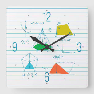 Geometry And Maths Graphs Square Wall Clocks