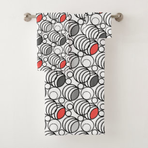 Geometry circles and rings decor retro sixties  bath towel set