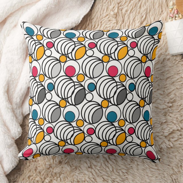 Geometry circles and rings decor retro sixties  cushion (Blanket)