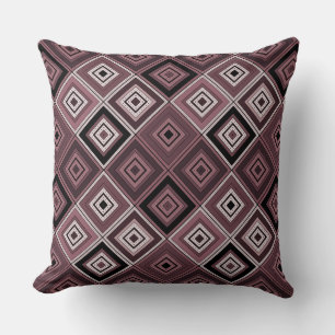 Geometry ethnic patchwork brown burgundy cushion