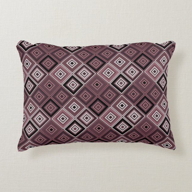Geometry ethnic patchwork brown burgundy  decorative cushion (Front)