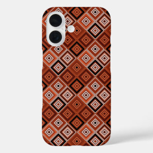 Geometry ethnic patchwork brown orange  iPhone 16 case