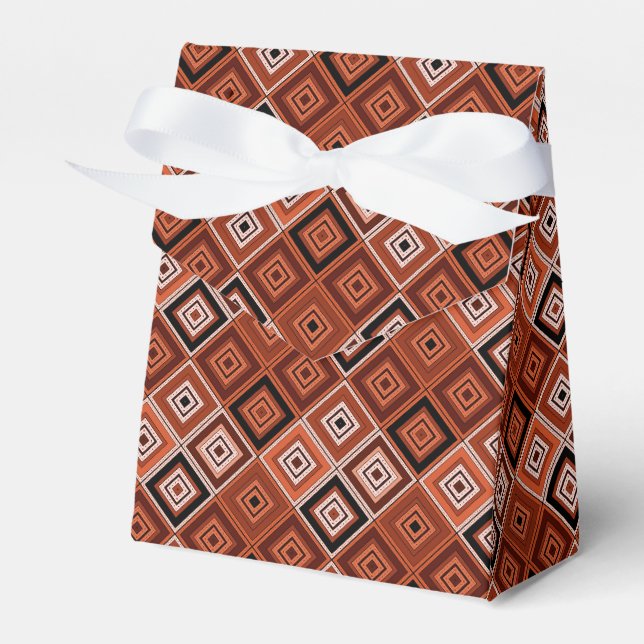 Geometry ethnic patchwork brown orange  favour box (Front Side)