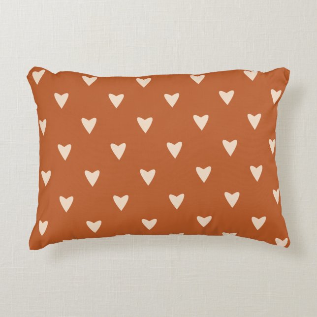 Geometry in Love - cream on red ocher - pattern.  Decorative Cushion (Front)
