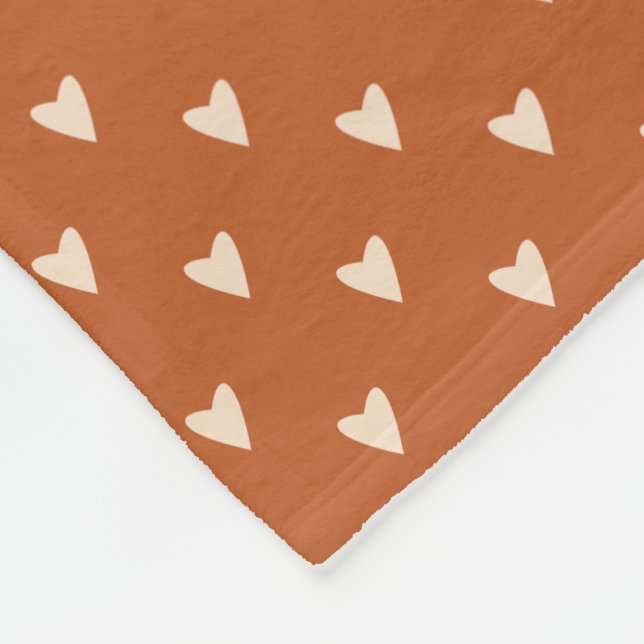 Geometry in Love - cream on red ocher - pattern.   Fleece Blanket (Corner)