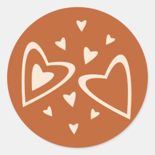 Geometry in Love - cream on red ochre - image. Classic Round Sticker