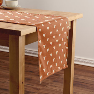 Geometry in Love - cream on red ochre - pattern.   Short Table Runner