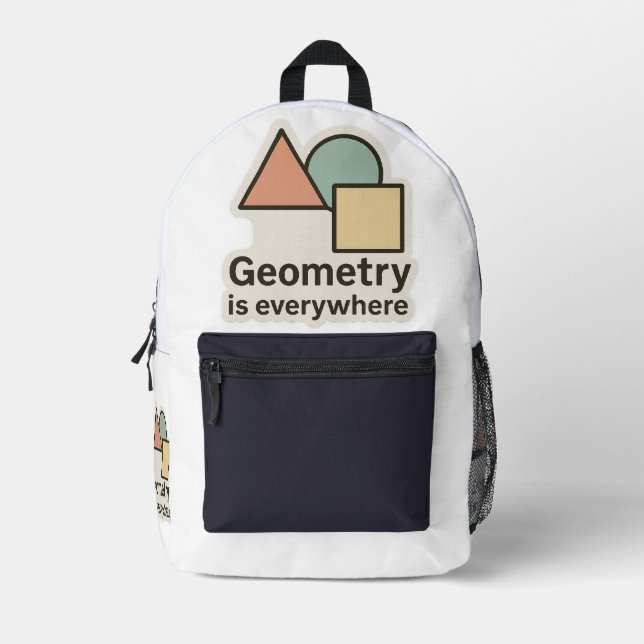  Geometry Is Everywhere Sticker – Colourful Shapes Printed Backpack (Front)