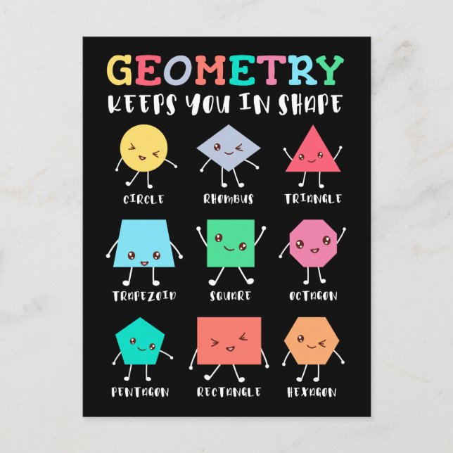 Geometry Keeps You in Shape – School Math Humour Postcard (Front)