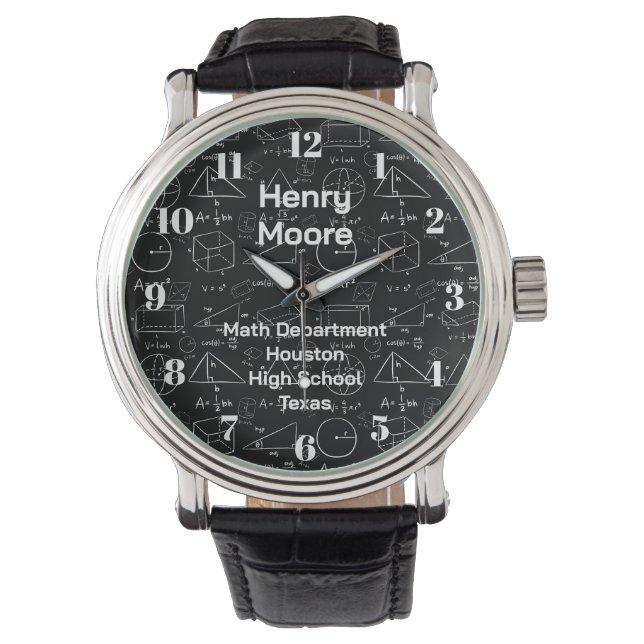 Geometry Math & Custom Text and Name Watch (Front)
