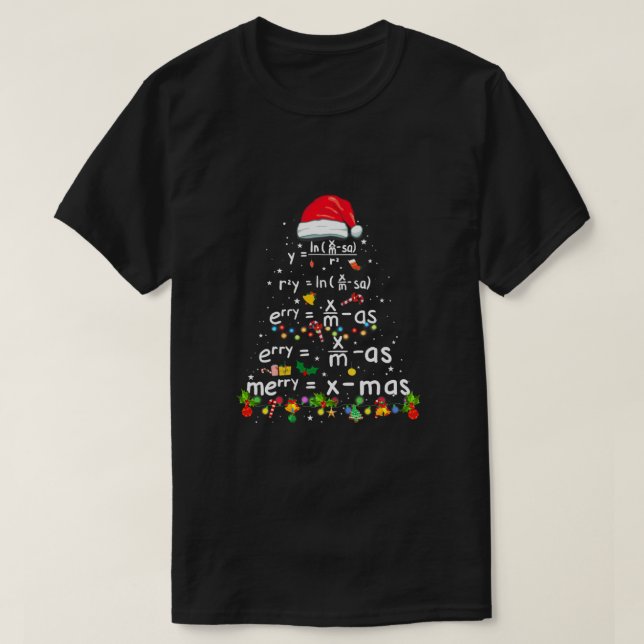 Geometry Math Science Teacher Xmas Tree Funny Chri T-Shirt (Design Front)