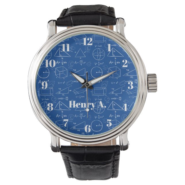 Geometry Math Stylish Navy Blue Watch (Front)