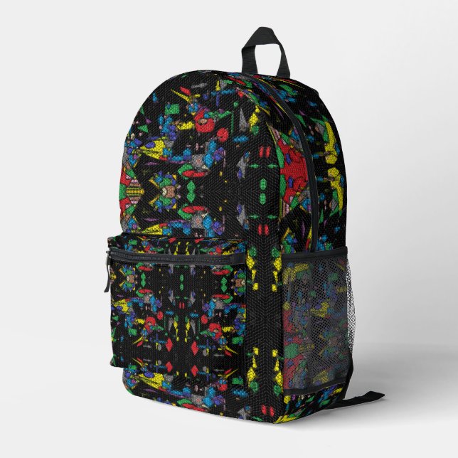 Geometry Mechanism Printed Backpack (Back Corner Right)