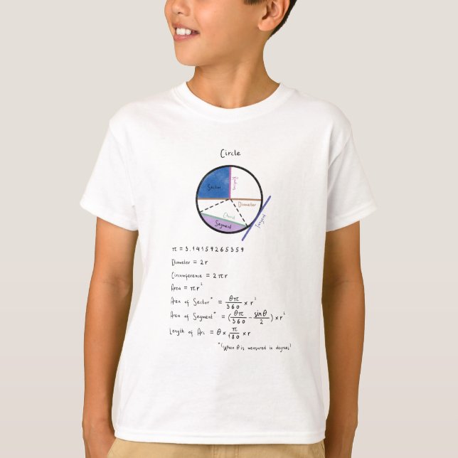 Geometry of a Circle Math Geometry Educational T-Shirt (Front)