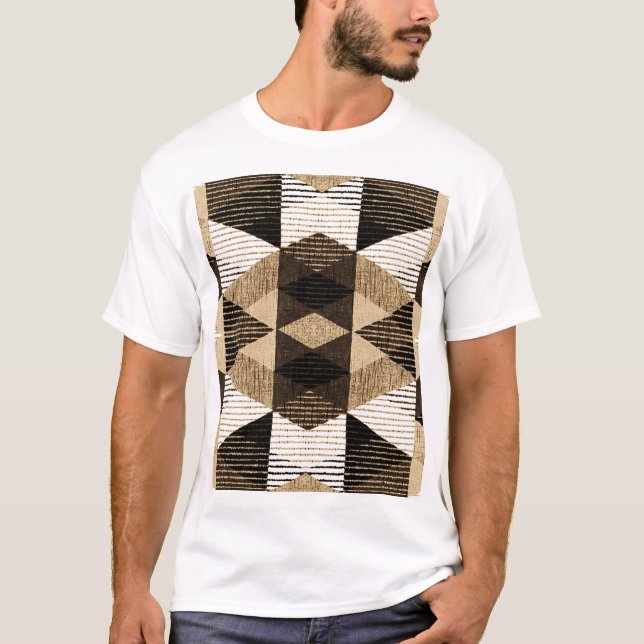 Geometry Repeat: Textured Background Design T-Shirt (Front)