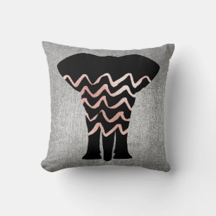 Geometry Rose Gold Blush Pink Grey Zig Zag Metal Cushion